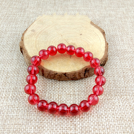 Glass Imitation Natural Agate Round Beaded Stretch Beaded Bracelets WG8D788-02-1