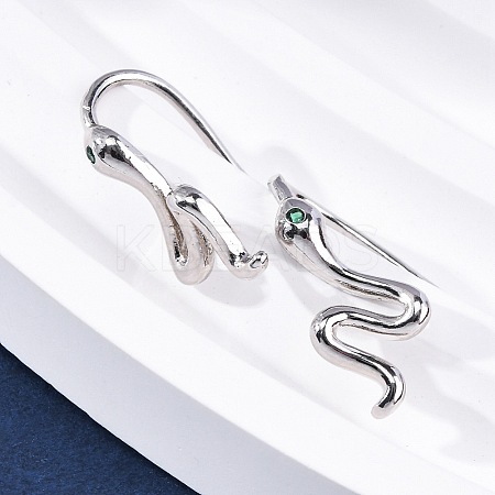 Snake Brass Micro Pave Cubic Zirconia Dangle Earrings EJEW-G425-04P-02-1
