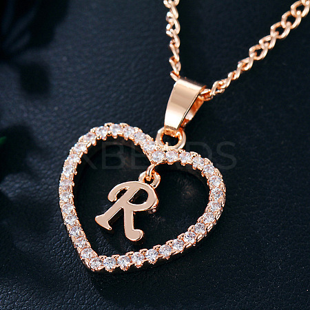 Alloy Crystal Rhinestone Heart with Initial Pendant Necklaces WGD4CFD-18-1