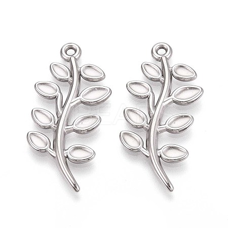 304 Stainless Steel Leaf Pendants STAS-T067-31P-1