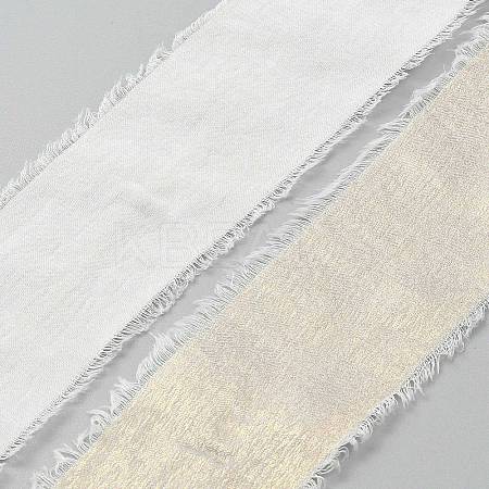 Hot Stamping Polyester Frayed Ribbons SRIB-WH0011-241C-1