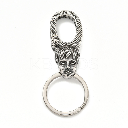 Tibetan Style 316 Surgical Stainless Steel Fittings with 304 Stainless Steel Key Ring FIND-Q101-04AS-1