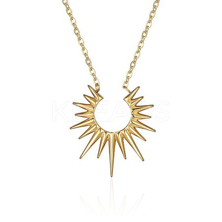 304 Stainless Steel Sun Pendant Cable Chain Necklaces with Minimalist European and American Style YZ7630-2-1