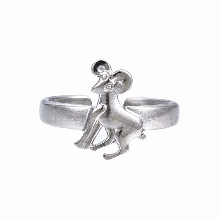 304 Stainless Steel 12 Constellations/Zodiac Signs Open Cuff Ring for Women RJEW-S405-156P-L-1