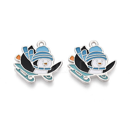 Rack Plating Alloy Enamel Penguin Pendants ENAM-T024-69A-P-1
