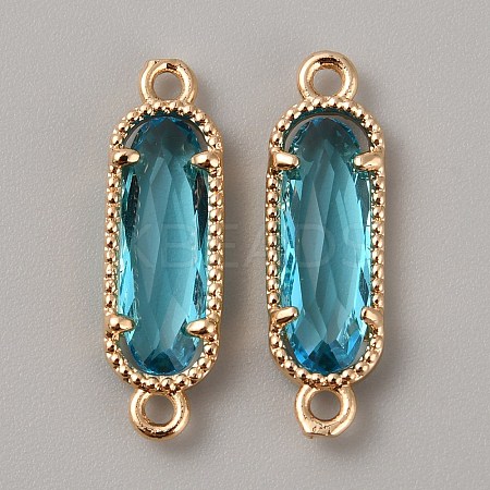 Golden Plated Brass Pave Glass Connector Charms FIND-WH0110-728G-10-1