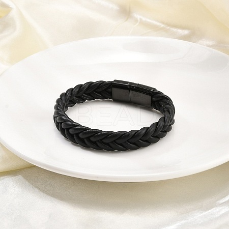 Ion Plating(IP) Braided Microfiber Leather Cord Bracelets for Men BJEW-Z081-13EB-02-1