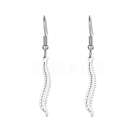 304 Stainless Steel Spine Dangle Earrings WC7930-1-1