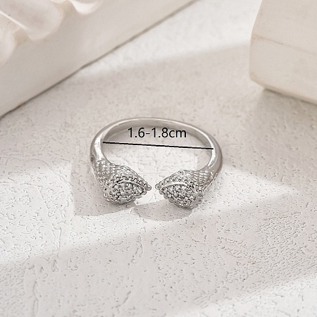 Elegant Brass Cuff Ring with Clear Cubic Zirconia YQ9976-1