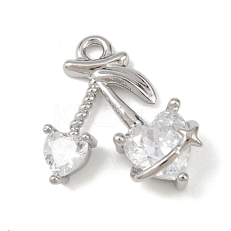 Brass Micro Pave Clear Cubic Zirconia Pendants KK-G545-20P-1