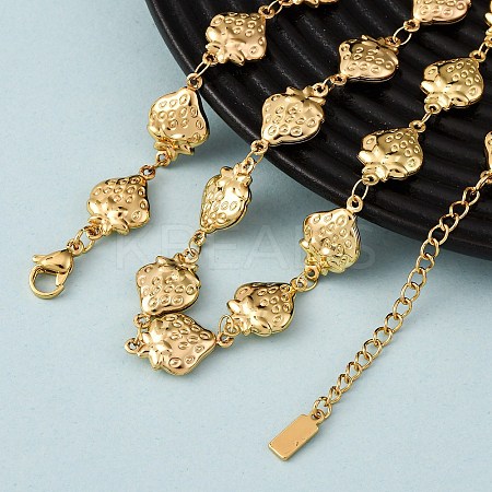 304 Stainless Steel Strawberry Link Chain Necklaces for Women NJEW-G178-15G-1