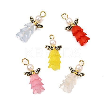 50Pcs 5 Colors ABS Plastic Imitation Pearl Pendants PALLOY-JF03909-1