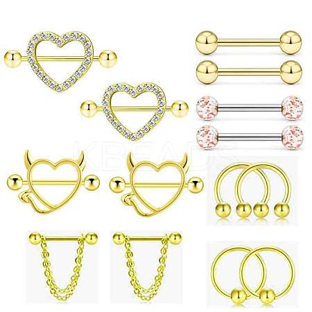 316L Surgical Stainless Steel Nipple Rings Set WGB1007-02-1