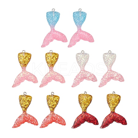 10Pcs 5 Colors Gradient Color Resin Pendants CRES-YW0001-21-1