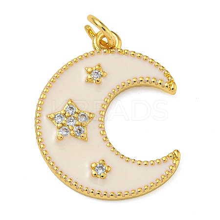 Rack Plating Brass Micro Pave Clear Cubic Zirconia Pendants KK-Z063-31G-1