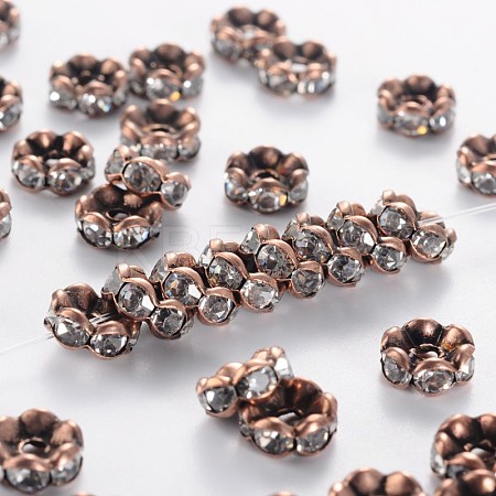 Brass Rhinestone Spacer Beads RB-A014-L8mm-01R-NF-1