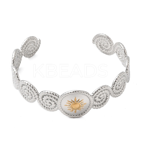18.5MM 304 Stainless Steel Sun Cuff Bangles for Women LS-BJEW-B151-03-1