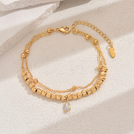 Brass Micro Pave Cubic Zirconia Milti-strand Breacelets BH3683-3-1