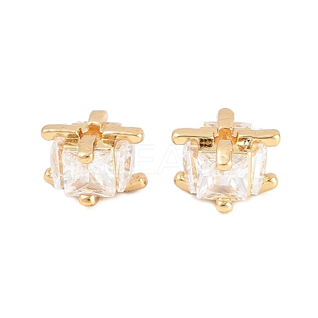Brass Clear Cubic Zirconia Beads KK-B186-21A-G-1