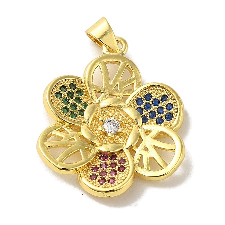 Brass Micro Pave Colorful Cubic Zirconia Pendants KK-Z042-20G-03-1