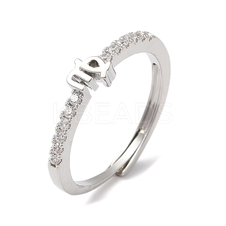 Rack Plating Brass Clear Cubic Zirconia Constellation Adjustable Rings for Women RJEW-S407-08P-01-1