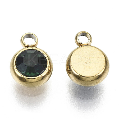PVD Vacuum Plating 201 Stainless Steel Rhinestone Charms LS-X-STAS-S068-05G-1