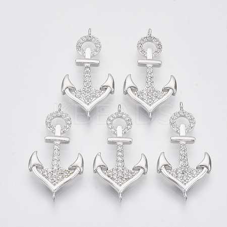 Brass Micro Pave Clear Cubic Zirconia Links Connectors ZIRC-T012-76P-1