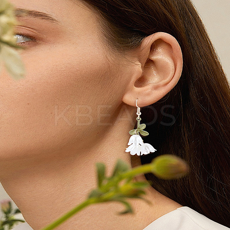 1 Pair 925 Sterling Silver Flower Dangle Earrings EJEW-LP0007-095-1