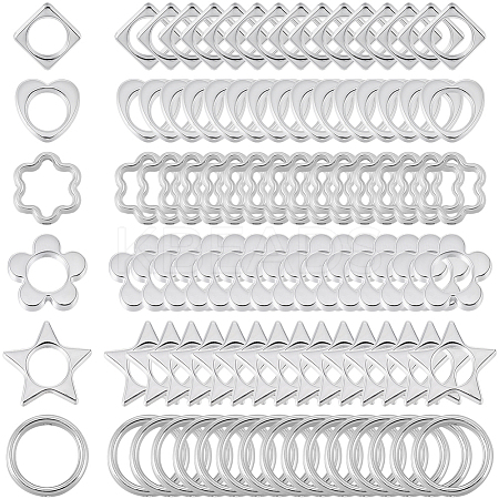 180Pcs 6 Styles 2-Hole CCB Plastic Beads Frame CCB-SP0001-10P-1
