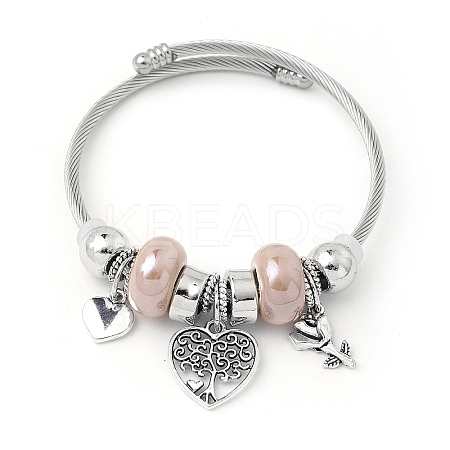 European Style Stainless Steel & Alloy Charm Bangles for Women PW-WG243C0-01-1