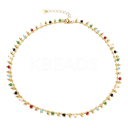 Brass Handmade Glass Beaded   Necklaces NJEW-JN03135-02-1