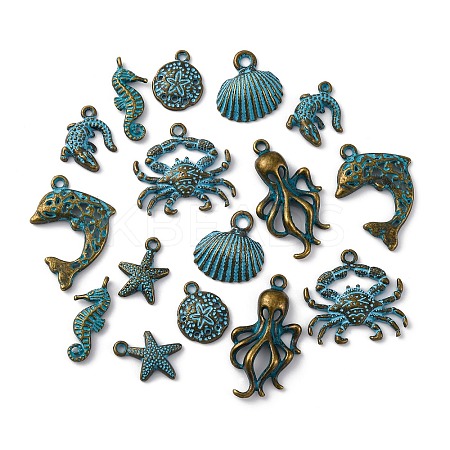 16Pcs 8 Styles Tibetan Style Alloy Pendants PALLOY-FP0001-03-1