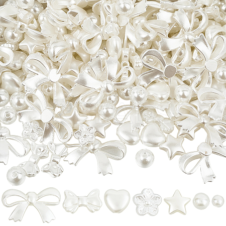 500Pcs 7 Styles ABS Plastic Imitation Pearl Beads MACR-SP0001-98-1