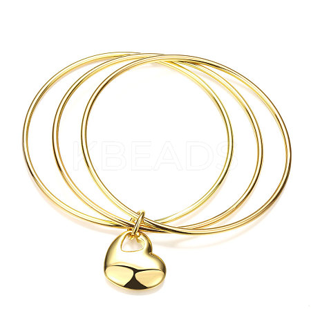 Exquisite Brass Heart Charm Bangles For Women BJEW-BB14487-1