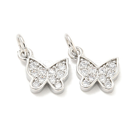 Rack Plating Brass Micro Pave Clear Cubic Zirconia Pendants KK-B093-13B-P-1