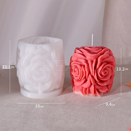 3D Rose Bouquet Pillar Scented Candle Food Grade Silicone Molds PW-WG30260-01-1