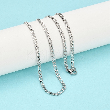Tarnish Resistant Smooth Surface 304 Stainless Steel Figaro Chain Necklace Making STAS-A028-N022P-1