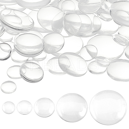100Pcs 5 Style Transparent Glass Cabochons GGLA-PH0001-30-1
