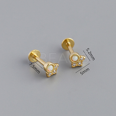 925 Sterling Silver Micro Pave Clear Cubic Zirconia with Synthetic Opal Cartilage Earrings FS-WG3DFDB-17-1