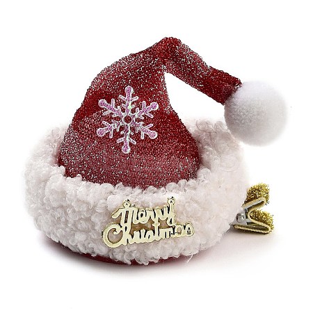 Christmas Hat Polyester Alligator Hair Clips for Women Girl AJEW-M012-02B-1