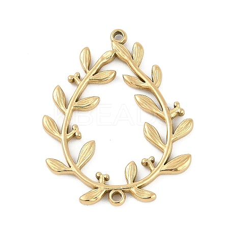 304 Stainless Steel Teardrop Leaf Connector Charms STAS-I325-107G-1