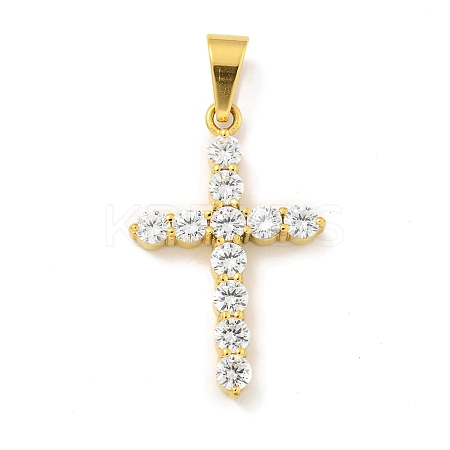 Ion Plating(IP) 304 Stainless Steel Cubic Zirconia Pendants STAS-C102-01B-G-1