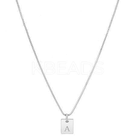 1Pc Stainless Steel Letter Rectangle Pendant Necklaces NJEW-LP0001-34A-P-1