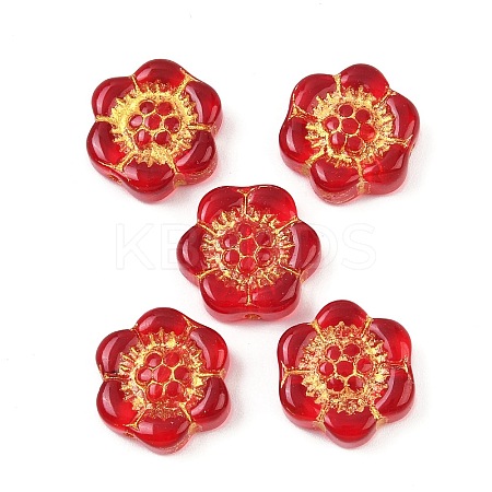 Baking Paint and Golden Metal Enlaced Glass Beads DGLA-T004-10F-1