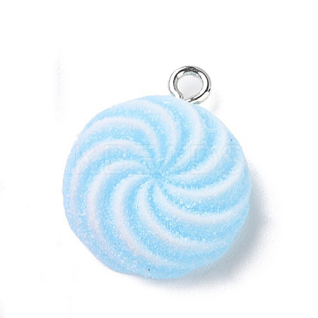 Translucent Resin Flat Round Pendants RESI-A025-03A-1