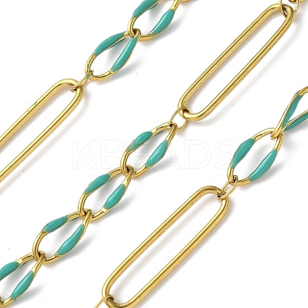 304 Stainless Steel Enamel Figaro Chains CHS-U003-02G-08-1