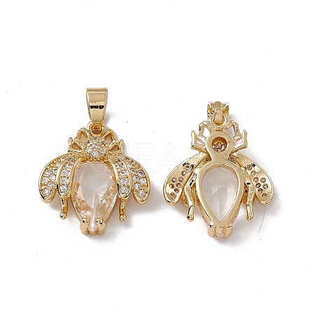Rack Plating Brass Micro Pave Cubic Zirconia Pendants ZIRC-F130-01G-1