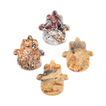 Natural Crazy Agate Hamsa Hand with Eye Figurines DJEW-N003-04F-1