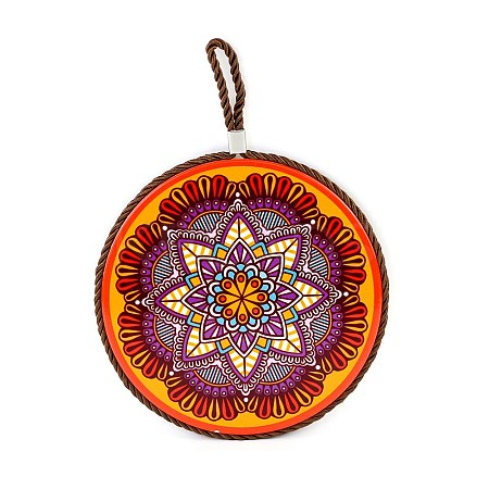 Flat Round with Mandala Pattern Ceramic & Cork Cup Coaster PW-WG69E59-05-1