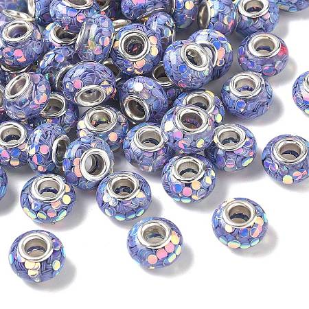 Transparent Resin Rondelle European Beads RESI-S023-15-1